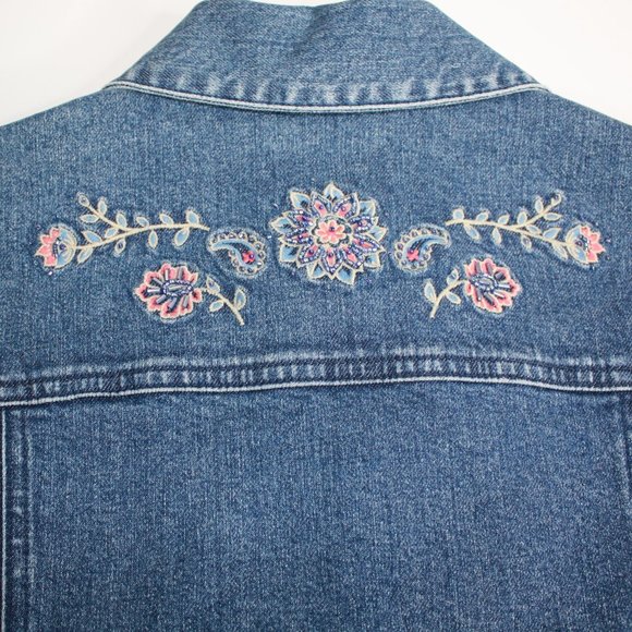 Vintage Pendleton Floral Embroidered & Beaded Denim Vest Size S - Picture 7 of 9